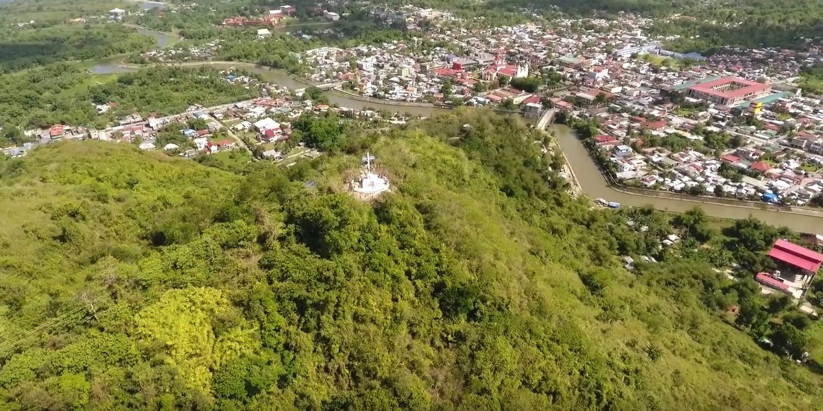 Hill 522 aerial view - Ocean to top left