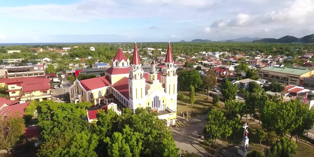 The cathedral is in the center of town